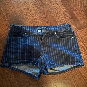 Striped low rise jean shorts